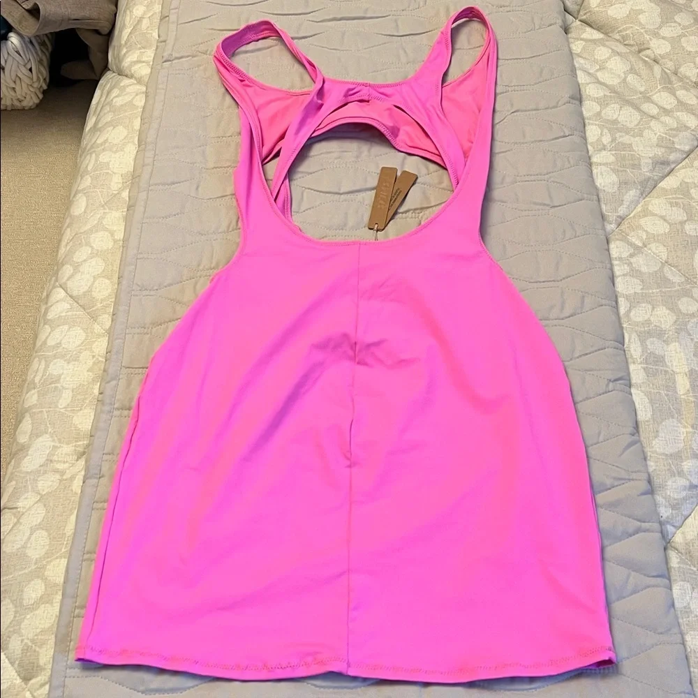 NWT Skims Recycled Swim Cut Out Tank Dress in PINK